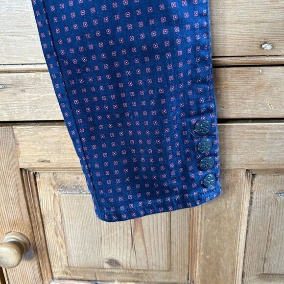 Tory Burch 25 Navy‎ Blue Red Skinny Pants Jeans Printed Dotted - Picture 8 of 14